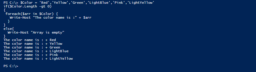 loop all array elements in powershell
