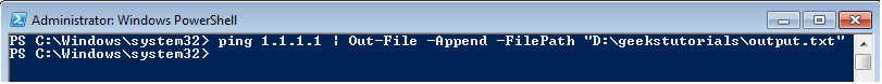 4.	Append output to an existing file using PowerShell