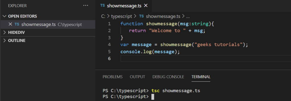 Complie typescript code